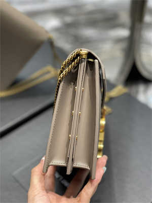 Y.S.L CASSANDRA CHAIN BAG IN BOX SAINT LAUREN Gold Tone Metal Dove Grey Color