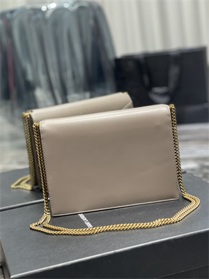 Y.S.L CASSANDRA CHAIN BAG IN BOX SAINT LAUREN Gold Tone Metal Dove Grey Color