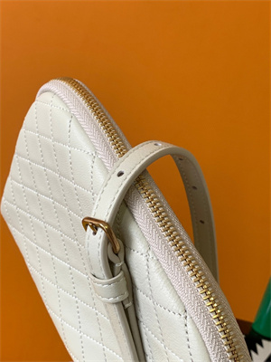 Y.S.L GABBY ZIPPED POUCH IN QUILTED LAMBSKIN White Color Gold Tone Metal