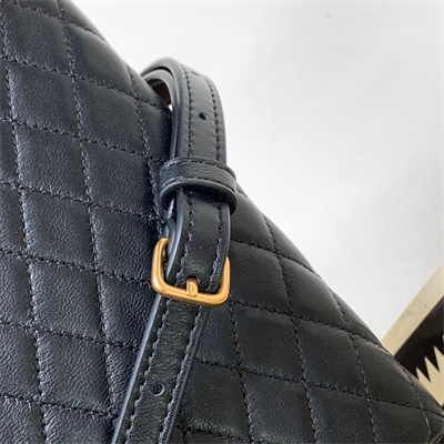 Y.S.L GABBY ZIPPED POUCH IN QUILTED LAMBSKIN Black Color Gold Tone Metal