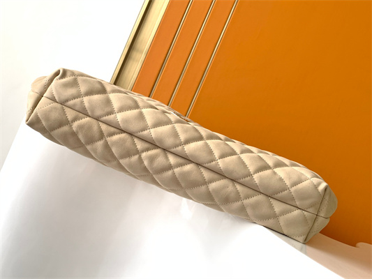 Y.S.L ICARE MAXI SHOPPING BAG IN QUILTED LAMBSKIN Beige Color Gold Tone Metal