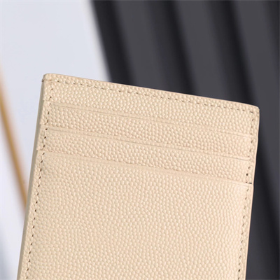 Y.S.L UPTOWN CHAIN WALLET IN GRAIN DE POUDRE EMBOSSED LEATHER Beige Color Gold Tone Metal
