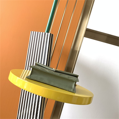 Y.S.L CASSANDRA ENVELOPE CHAIN WALLET IN GRAIN DEPOUDRE LEATHER Lt Green Color Gold Tone Metal