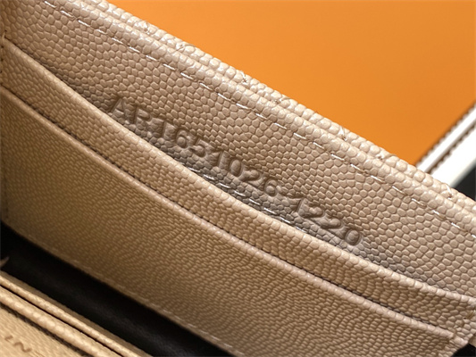 Y.S.L SMALL ENVELOPE WALLET IN MIX MATELASS?? GRAIN DE POUDRE EMBOSSED LEATHER Beige Color Gold Tone Metal