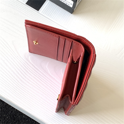 Y.S.L MONOGRAM MATELASS?? WALLET IN GRAIN DE POUDRE EMBOSSED LEATHER Red Color Gold Tone Metal