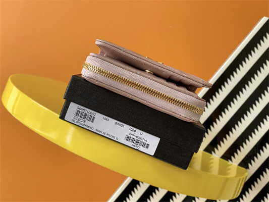 Y.S.L CASSANDRA MATELASS?? COMPACT ZIP AROUND WALLET IN GRAIN DE POUDRE EMBOSSED LEATHER Pink Color Gold Tone Metal