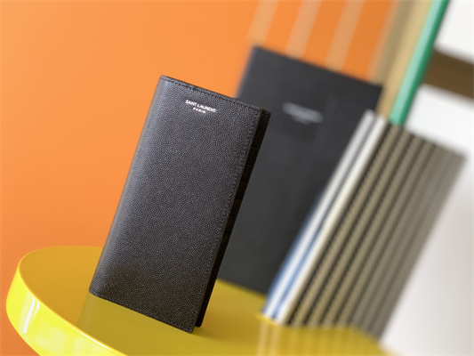 Y.S.L CONTINENTAL WALLET IN GRAIN DE POUDRE LEATHER Black Color