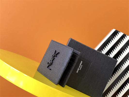 Y.S.L CASSANDRE EAST/WEST WALLET IN GRAIN DE POUDRE EMBOSSED LEATHER Black Color