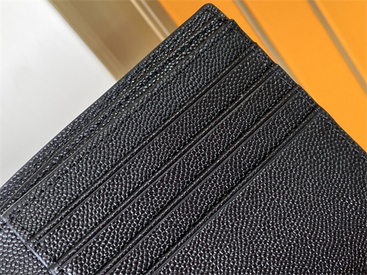 Y.S.L CASSANDRE EAST/WEST WALLET IN GRAIN DE POUDRE EMBOSSED LEATHER Black Color