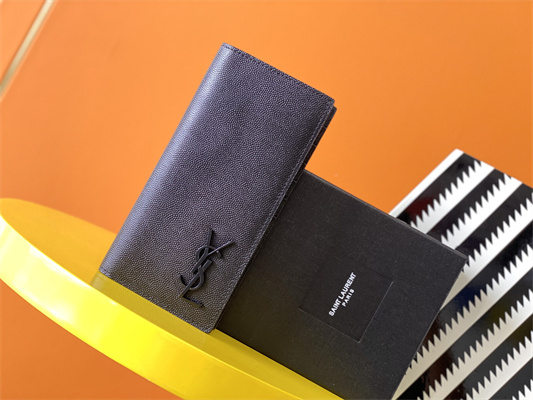 Y.S.L CASSANDRA CONTINENTAL WALLET IN GRAIN DE POUDRE EMBOSSED LEATHER Black Color