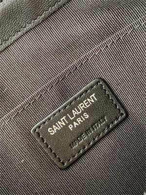 Y.S.L CASSANDRA MATELASS?? A5 POUCH IN QUILTED LEATHER Black Color Silver Tone Metal