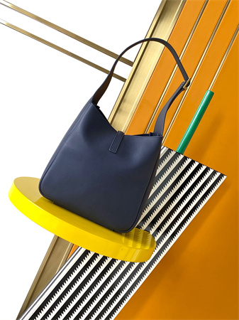 Y.S.L LE 5 A 7 Supple SMALL HOBO BAG In Navy Leather
