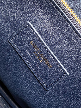 Y.S.L LE 5 A 7 Supple SMALL HOBO BAG In Navy Leather