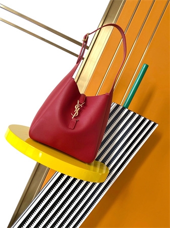 Y.S.L LE 5 A 7 Supple SMALL HOBO BAG In Red Leather