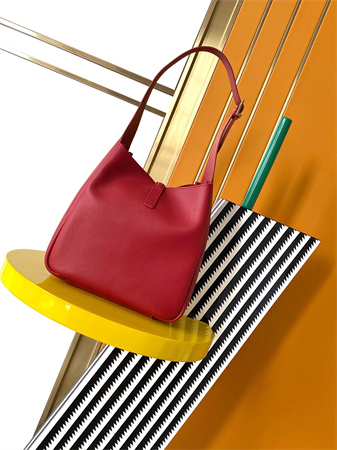 Y.S.L LE 5 A 7 Supple SMALL HOBO BAG In Red Leather