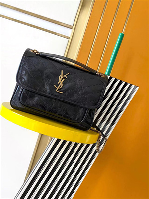 Y.S.L NIKI MEDIUM In Vintage Leather Black Color