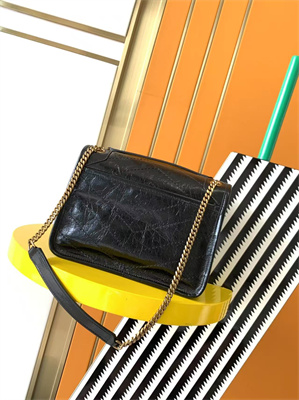 Y.S.L NIKI BABY In Vintage Leather Black-Gold Color