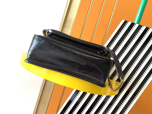 Y.S.L NIKI BABY In Vintage Leather Black-Gold Color