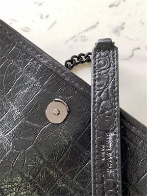 Y.S.L NIKI BABY In Vintage Crocodile embossed Leather Black