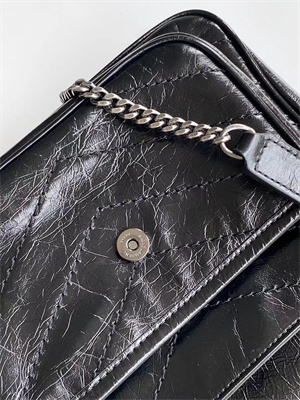 Y.S.L NIKI BABY In Vintage Leather Black-Silver Chain Color