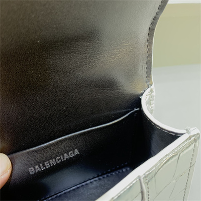 Women’s Hourglass Mini Bag Crocodile Embossed In Silver