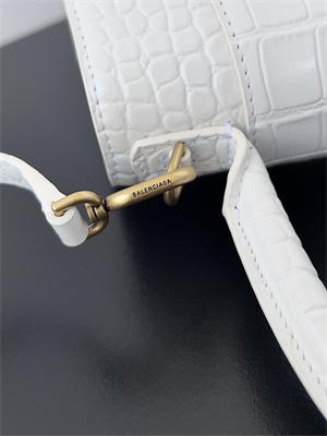 Women’s Hourglass Small Handbag Crocodile Embossed In White-Gold