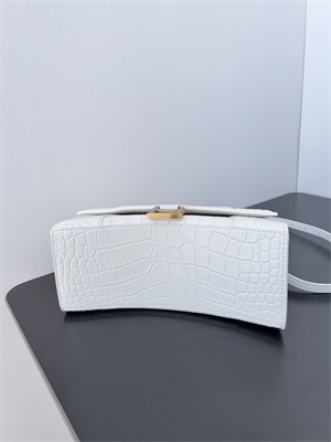 Women’s Hourglass Small Handbag Crocodile Embossed In White-Gold
