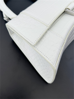 Women’s Hourglass Small Handbag Crocodile Embossed In White-Silver