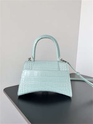 Women’s Hourglass Small Handbag Crocodile Embossed In Mint Blue