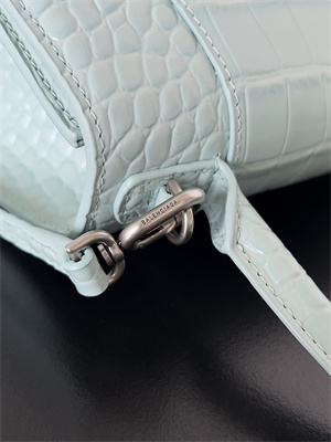 Women’s Hourglass Small Handbag Crocodile Embossed In Mint Blue