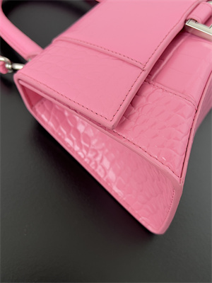 Women’s Hourglass Small Handbag Crocodile Embossed In Pink