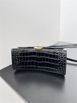 Women’s Hourglass Small Handbag Crocodile Embossed In Black-Gold