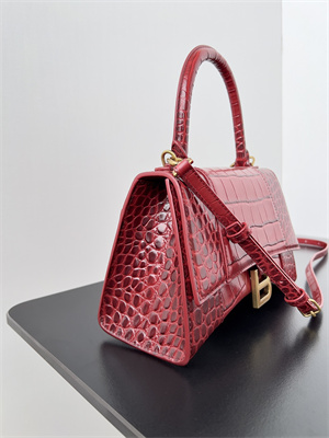 Women’s Hourglass Small Handbag Crocodile Embossed In Red