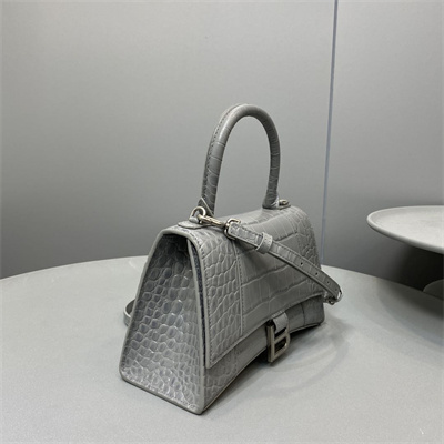 Women’s Hourglass Small Handbag Crocodile Embossed In Grey
