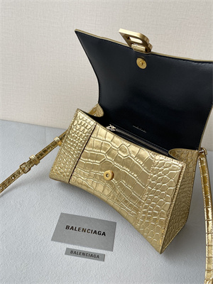 Women’s Hourglass Small Handbag Crocodile Embossed In Gold