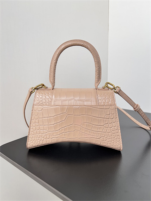 Women’s Hourglass Small Handbag Crocodile Embossed In Nude Pink