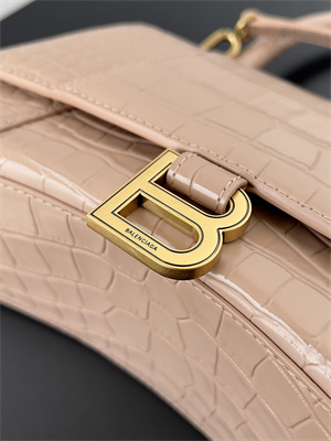 Women’s Hourglass Small Handbag Crocodile Embossed In Nude Pink