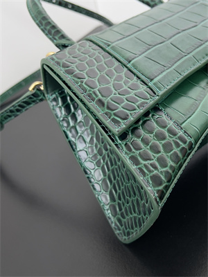 Women’s Hourglass Small Handbag Crocodile Embossed In Dk Green