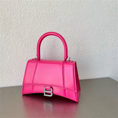 Women’s Hourglass Small Handbag Shiny Box Calfskin In Fuchsia