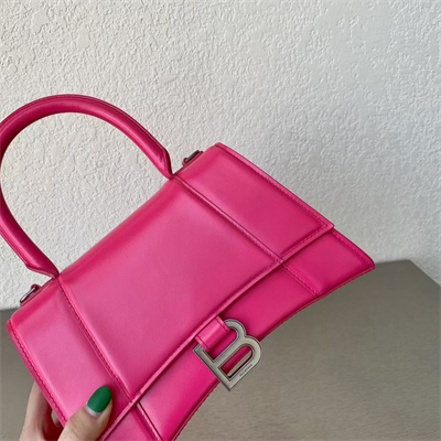 Women’s Hourglass Small Handbag Shiny Box Calfskin In Fuchsia