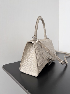 Women’s Hourglass Small Handbag Crocodile Embossed In Lt Beige