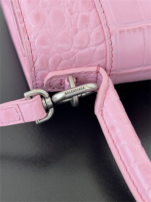 Women’s Hourglass Small Handbag Crocodile Embossed In Peach Pink