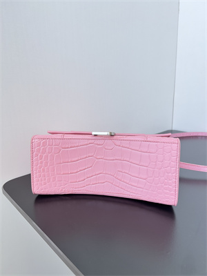 Women’s Hourglass Small Handbag Crocodile Embossed In Peach Pink
