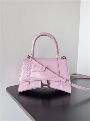 Women’s Hourglass Small Handbag Crocodile Embossed In Rose Pink