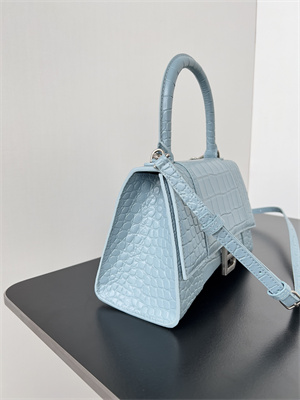 Women’s Hourglass Small Handbag Crocodile Embossed In Lt Blue