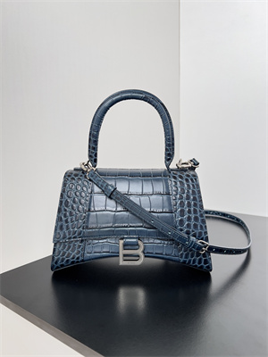 Women’s Hourglass Small Handbag Crocodile Embossed In Navy