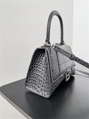 Women’s Hourglass Small Handbag Crocodile Embossed In Smoky Grey