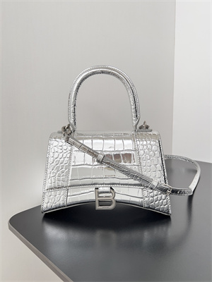 Women’s Hourglass Small Handbag Crocodile Embossed In Silver