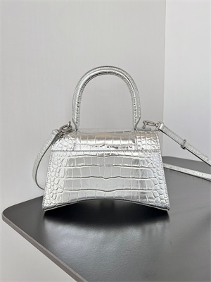 Women’s Hourglass Small Handbag Crocodile Embossed In Silver