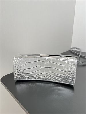 Women’s Hourglass Small Handbag Crocodile Embossed In Silver